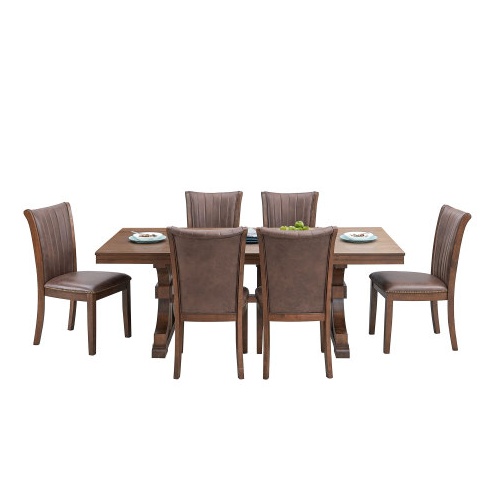 07933195-78a0-444d-b043-2e98971246fb.jpg 78.74" Rectangular Oak Dining Table – Mid-Century Modern Rubber Wood Table for 6–8