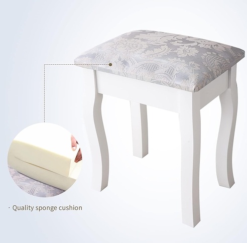 0a5333ce-89aa-49c4-8feb-3b82236b983a.jpg Vanity Table Set with Oval Mirror, 4 Drawers & Cushioned Stool for Bedroom