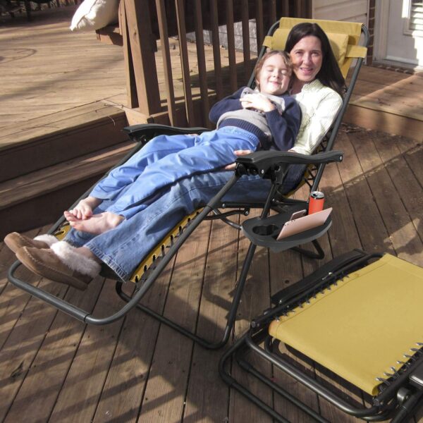 2-Pack Zero Gravity Lounge Chairs with Trays and Pillows Foldable 330lbs