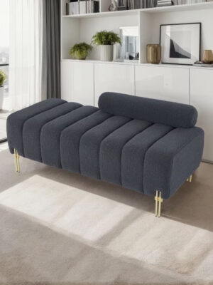 Grey Teddy Velvet Bench For Bedroom