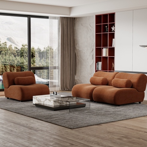 Contemporary Green 3-Seat Modular Sofa – Plush Chenille Upholstery & Deep Seating