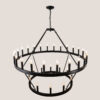 Large Farmhouse Chandelier – 2-Tier, 36-Light, Adjustable Height