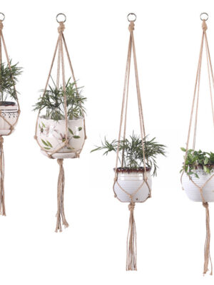 Hand-woven plant hanging basket cotton rope sling basket