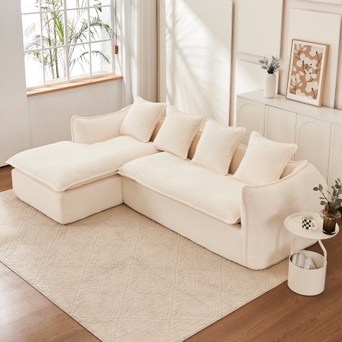 Oversized L-Shape 3-Seater Sofa with Chaise - Deep Seat Sleeper Sectional (Left-Facing)