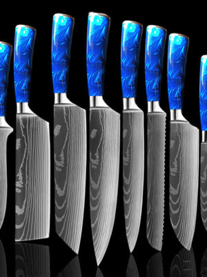 8-inch Chef Knife with Blue Resin Handle