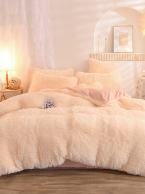 Luxury Plush Fleece Bedding Set, Fluffy Duvet Cover & Pillowcases for Winter Warmth