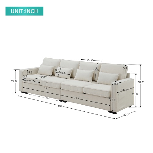 1862320484218310656.jpg Modern Linen Fabric Sofa with Armrest Pockets & Pillows - Minimalist 3-Seater Couch