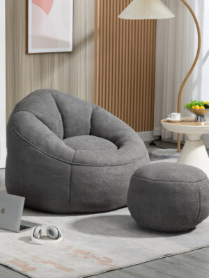 High-Pressure Foam Bean Bag Chair with Footrest Compressed & Padded