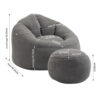 High-Pressure Foam Bean Bag Chair with Footrest Compressed & Padded