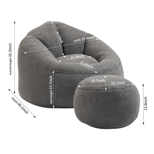 High-Pressure Foam Bean Bag Chair with Footrest Compressed & Padded