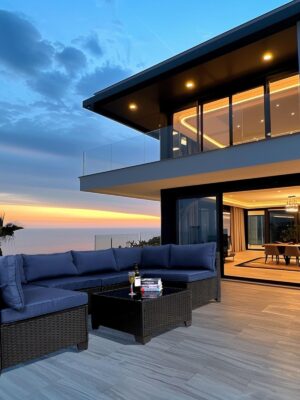 7 Pieces Outdoor Rattan Patio Sectional Set, Black Wicker Furniture Conversation Sets With Washable Cushions & Glass Coffee Table For Garden, Poolside, Backyard