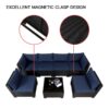 7 Pieces Outdoor Rattan Patio Sectional Set, Black Wicker Furniture Conversation Sets With Washable Cushions & Glass Coffee Table For Garden, Poolside, Backyard