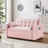 1912341076346408960.jpg 3-in-1 Velvet Loveseat Futon Sofa - Pullout Bed with Reclining Back & Storage Pockets