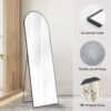 Floor Standing Mirror with Thin Aluminum Frame and Stand