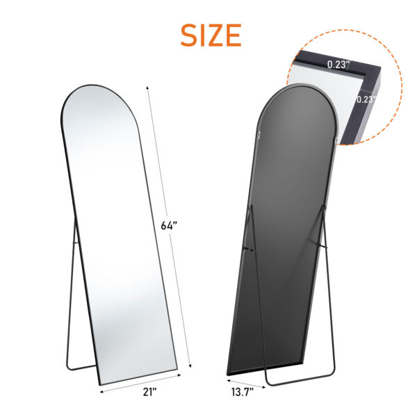 Floor Standing Mirror with Thin Aluminum Frame and Stand