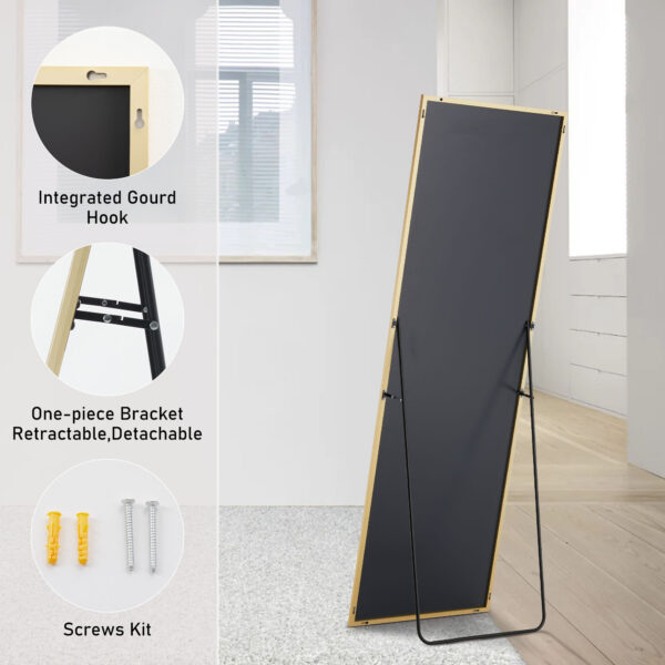 Floor Standing Mirror with Thin Aluminum Frame and Stand
