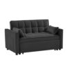 1927967277697994752.jpg Modern Black Velvet Loveseat Futon, 3-in-1 Convertible Sofa Bed with Pullout & Reclining Back