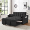 1927967282760519680.jpg Modern Black Velvet Loveseat Futon, 3-in-1 Convertible Sofa Bed with Pullout & Reclining Back
