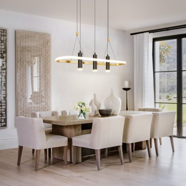 19a4c473-630b-4e08-b4dd-49044bd4fb2a.jpg Javeriah 4 - Light Black Gold Dimmable LED Pendant Light No Bulb