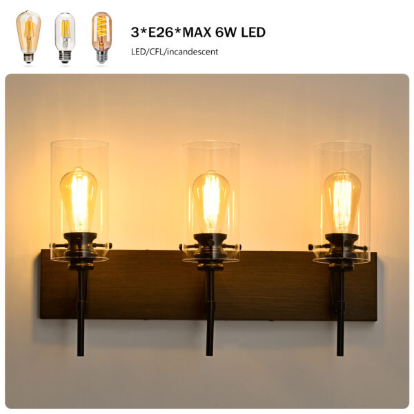 1a314eb7-c1c7-4f5a-8a36-31737873ac82.jpg DOMETOUR 3-Light Black & Wood Vanity Light – Modern Glass Shade Bathroom Fixture