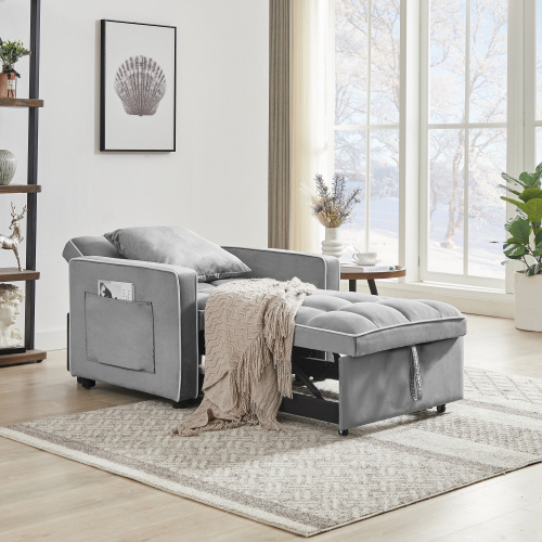 1a58b1e9-50fb-49c9-8f30-1834de9b7bfd.jpg 3-in-1 Fold-Out Sofa Bed Chair, Adjustable Backrest, Grey