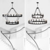 Large Farmhouse Chandelier – 2-Tier, 36-Light, Adjustable Height
