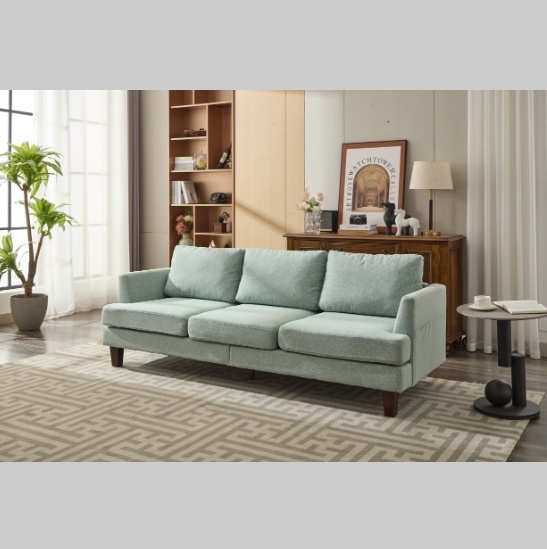 20b886ae-8d31-4d2f-a70d-1178de20bd7b.jpg Light Green 3-Seater Fabric Sofa – USB Ports & Comfy Cushions for Small Spaces
