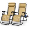 2-Pack Zero Gravity Lounge Chairs with Trays and Pillows Foldable 330lbs
