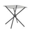 Dining Set For 2, Square Glass Tempered Dining Table With 4 Legs And 2 Metal Chair For Home Office Kitchen Dining Room
