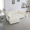Chenille Two-Seater Sofa With 1 Footrest, 2 Seater L-Shaped Sectional With Ottoman,Loveseat With Ottoman