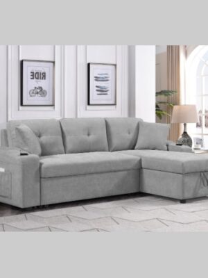 Convertible Sectional Sofa With Armrest Storage