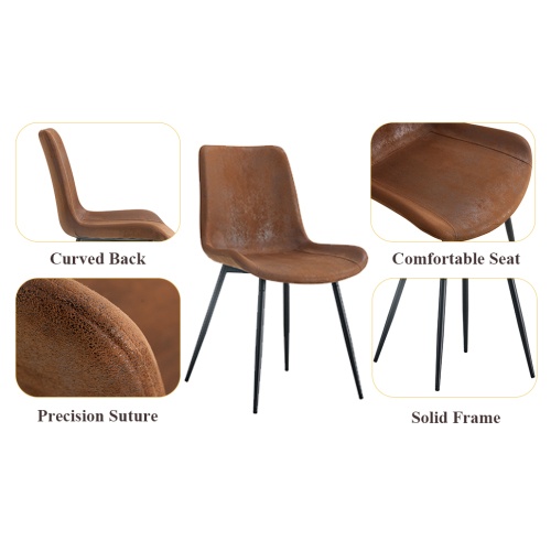 67"x36" Wood-Textured Dining Table Set with 4 Brown Suede Chairs