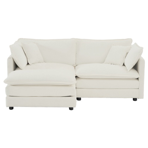 Chenille Two-Seater Sofa With 1 Footrest, 2 Seater L-Shaped Sectional With Ottoman,Loveseat With Ottoman