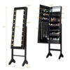 Mirrored Standing Jewelry Armoire Cabinet With LED Lights
