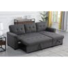 Dark Gray Linen Reversible Sleeper Sectional Sofa With Storage Chaise