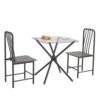 Dining Set For 2, Square Glass Tempered Dining Table With 4 Legs And 2 Metal Chair For Home Office Kitchen Dining Room