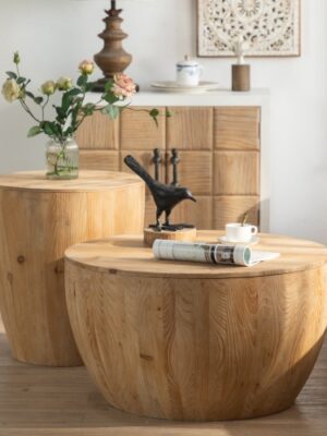 Vintage Style Bucket Shaped Coffee Table Set For Office, Dining Room And Living Room