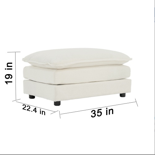 Chenille Two-Seater Sofa With 1 Footrest, 2 Seater L-Shaped Sectional With Ottoman,Loveseat With Ottoman