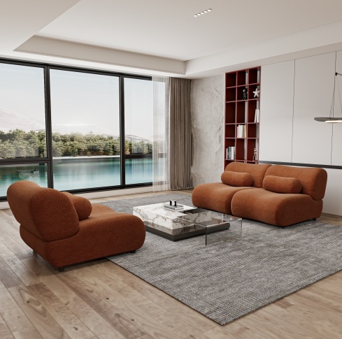 Contemporary Green 3-Seat Modular Sofa – Plush Chenille Upholstery & Deep Seating