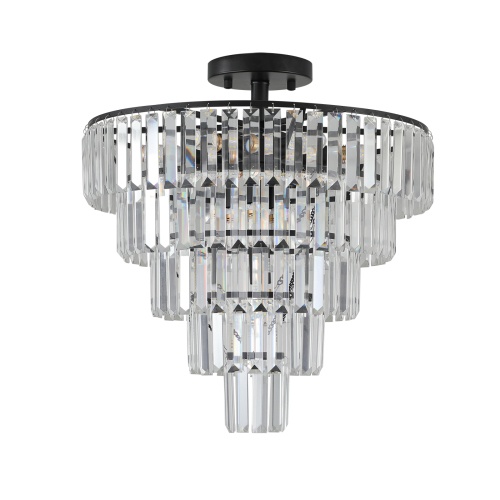 Large Black Crystal Chandelier - Contemporary Ceiling Light for Dining & Living Room