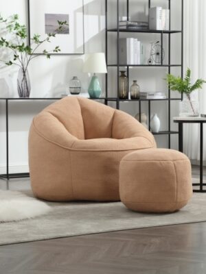 High-Pressure Foam Bean Bag Chair with Footrest Compressed & Padded