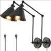 6ade4858-9846-49fe-a57c-2fce1d9dbbdf.jpg Brass & Black Swing Arm Wall Light, Integrated Airdrop Design