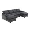 New Modern U-shaped Sectional Sofa, 6-Seat With Waist Pillows