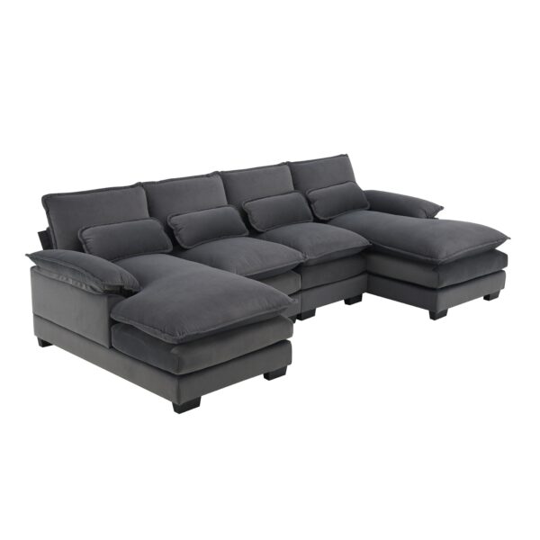 New Modern U-shaped Sectional Sofa, 6-Seat With Waist Pillows