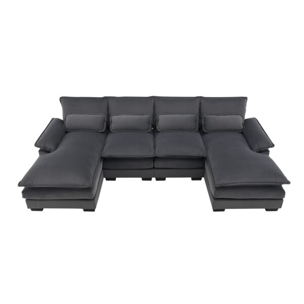 New Modern U-shaped Sectional Sofa, 6-Seat With Waist Pillows