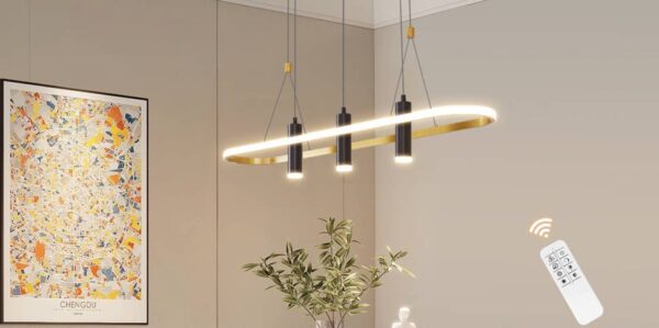 779a7ab7-ff3d-4e5c-8940-0de2c7fc4c88.jpg Javeriah 4 - Light Black Gold Dimmable LED Pendant Light No Bulb