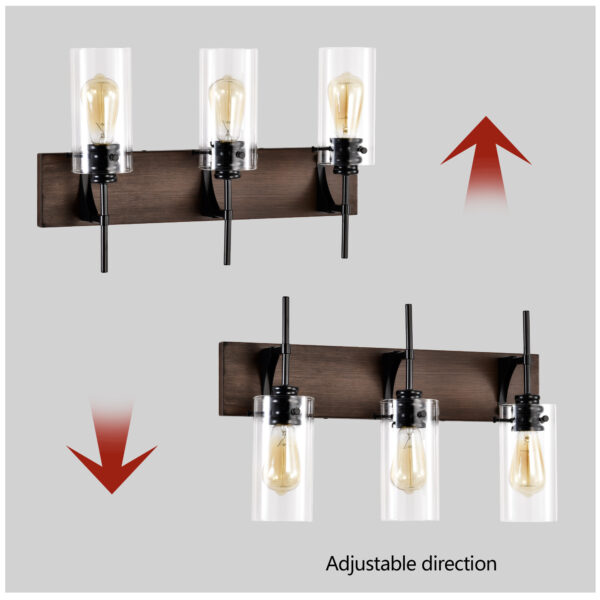 77a28fff-9d68-4a29-80ec-e524e5d57b8a.jpg DOMETOUR 3-Light Black & Wood Vanity Light – Modern Glass Shade Bathroom Fixture