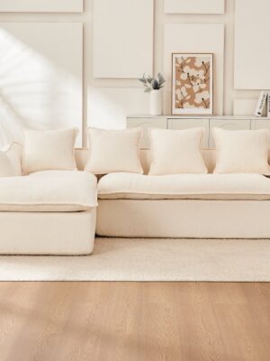 Oversized L-Shape 3-Seater Sofa with Chaise - Deep Seat Sleeper Sectional (Left-Facing)
