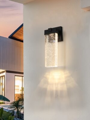 2-Pack Outdoor Waterproof LED Crystal Wall Lights - Transparent Fixture, Multi-Bulb Compatible