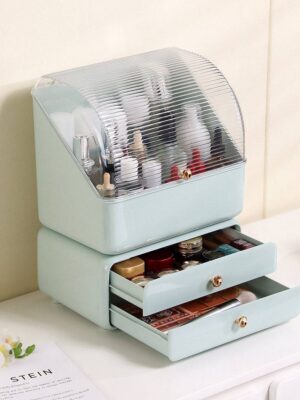 Large Waterproof Cosmetics Storage Box with Drawers, Dustproof Organizer